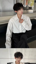 Load image into Gallery viewer, Men's Satin Shirt with Embellished Collar

