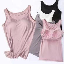 Load image into Gallery viewer, Women's Vest Tops With Built In Padded Bra Vest Slim Fit Tank Tops Sexy Shirts Feminino Casual Underlay Slimming Lingerie Top
