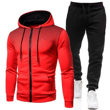 Load image into Gallery viewer, Men tracksuit zipper hood multi-pocket and protective pants casual jogging tracksuit fall/winter 2-piece setLarge size S-3XL
