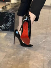 Load image into Gallery viewer, High Heels Women's Slim Heels New Stunning and Sexy Wedding Shoes Black Patent Pointed Single Shoes High Heels Туфли Женские
