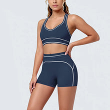 Load image into Gallery viewer, New Woman Yoga Set Color Blocking Sexy Sport Bra Yoga Underwear with Chest Pad High Waist Stripe Running Fitness Shorts Yoga Set
