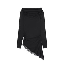 Load image into Gallery viewer, Asymmetric Lace Hem Tee Women
