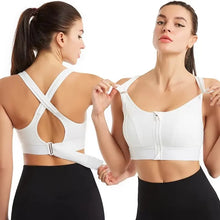 Load image into Gallery viewer, Sports Bras For Women Front Zipper Adjustable Strap Shockproof Elastic Fitness Athletic Brassiere Slim Yoga Crop Top

