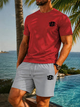 Load image into Gallery viewer, Men's 2-Piece Tracksuit Casual Sportswear Set Short Sleeve T-Shirt + Shorts Quick Dry Breathable Gym Fitness Running Outfit
