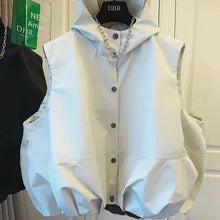 Load image into Gallery viewer, Women Hooded Vests Coats Single Breasted Loose Casual Tops Spring Autumn Korean Simple All-match Breathable Waistcoat
