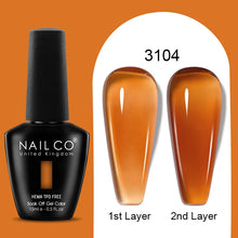 Load image into Gallery viewer, NAILCO 15ml Colorful Jelly Gel Nail Polish Gorgeous Color HEMA TPO FREE Soak Off UV LED Semi Permanent Long Wear Gel Varnish
