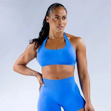 Load image into Gallery viewer, KEEP THAT PUMP Strappy Sports Bra With Logo High Support Womens Yoga Seamless Workout Top Elasticity Fitness Running Gym Bras
