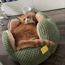 Load image into Gallery viewer, Petal Shaped Pet Bed, Plush Round Dog &amp; Cat Cushion Mat with Knitted Texture, Ultra Soft Warm Nest for Kittens Puppies in Winter
