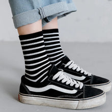 Load image into Gallery viewer, Colorful Striped Cotton Crew Socks
