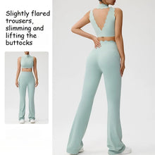 Load image into Gallery viewer, Women Yoga Sets Shockproof Bras&amp;High Waist Hip-lifting Flared Pants Running Workout Pilate Suit Gym Training Clothing Sportswear
