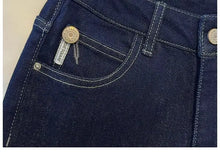 Load image into Gallery viewer, Women's Denim Jeans - Straight Leg with Striped Cuff Detail Classic Five-Pocket Design
