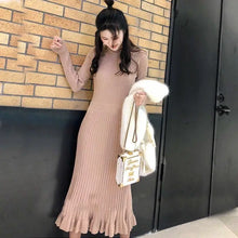 Load image into Gallery viewer, Elegant Knit Flounce Midi Dress
