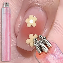 Load image into Gallery viewer, Nail Art Five-Petal Flower Dotting Tool, DIY Nail Design Brush, Acrylic Handle,  Professional &amp; Beginner Friendly, Portable
