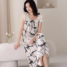 Load image into Gallery viewer, Newest Women Nightdress Female 100% Cotton Nightwear Floral Short Sleeve Sleepdress With Chest Pad
