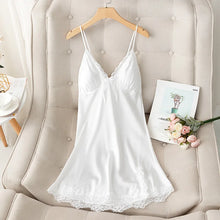Load image into Gallery viewer, Female Nightdress Sexy Backless Spaghetti Strap Nightgown Sleepwear Spring Summer Nightwear Loose Silk Satin Home Dress Lingerie
