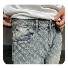 Load image into Gallery viewer, Jacquard All Over High Street Jeans Mens 2024 New Straight Lift Pattern Loose Wide Leg Jeans Casual Boyfriend Jeans Pants Tide
