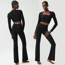 Load image into Gallery viewer, Women Two Pieces Fitness Yoga Set Solid Color Long Sleeve Gym Sportswear Breathable Quick Dry Workout Clothes Female Suit
