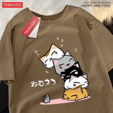 Load image into Gallery viewer, Cute Stacked Cats Sleeping Don'T See The Mouse Men Women T Shirts Oversized Loose T-Shirts Summer Cotton O-Neck Short Sleeve
