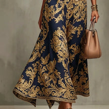 Load image into Gallery viewer, Elegant Party Evening 2026 Summer Long Dresses New Vintage Classic Pattern Flower Printed Lapel A-Line Dresses For Women

