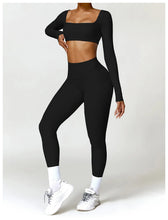 Load image into Gallery viewer, Summer 2PCS Yoga Suit Sports Set Women Quick-Dry Gym Set Women Tracksuit Running Workout Long Sleeve Sports Shirt Yoga Clothing
