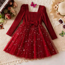 Load image into Gallery viewer, Christmas Bow Princess Girls Dress

