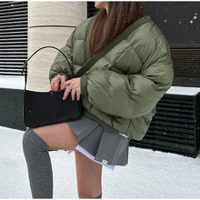 Load image into Gallery viewer, Women winter coats 2024 New in coats Couple style loose V-neck long sleeved top Thick and warm women's coat cotton-padded jacket
