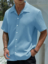 Load image into Gallery viewer, Men's casual shirts, short-sleeved men's shirts, summer clothes, pleated fabrics, light and breathable, suitable for queuing for
