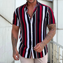Load image into Gallery viewer, Striped Hawaiian Casual Shirt Men
