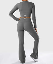 Load image into Gallery viewer, Yoga Shirt Woman Autumn Winter Ribbed Long Sleeve Sports Top Running Training Fitness Top Shockproof Zipper Yoga Tops Women
