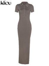 Load image into Gallery viewer, Elegant Collar Side Slit Dress
