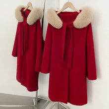 Load image into Gallery viewer, Warm Hooded Wool Fur Coat
