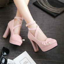 Load image into Gallery viewer, Glossy Mary Jane Chunky Heels
