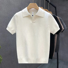 Load image into Gallery viewer, 2026 Men's Summer Polo Shirt Korean Style Slim Wrinkle Resistant Collar Solid Color T-Shirts Casual Thin Sleeve Trendy Knit Tops
