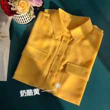 Load image into Gallery viewer, Women Real Silk Shirts Classic Double Pockets Solid Color Casual Fashion Long Sleeve Thin Shirt Blouses Tees

