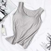 Load image into Gallery viewer, Women's Vest Tops With Built In Padded Bra Vest Slim Fit Tank Tops Sexy Shirts Feminino Casual Underlay Slimming Lingerie Top
