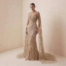 Load image into Gallery viewer, Sharon Said 2026 Luxury Evening Party Gowns Women' s Wedding Prom Dresses with Flowing Sleeves Elegant Mermaid SS663 Customized
