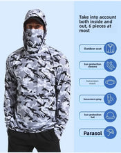 Load image into Gallery viewer, Hooded Design Fishing Shirt Summer Mask Lightweight Material Hooded Fishing Clothes Performance Fabric Outdoor Hoodie

