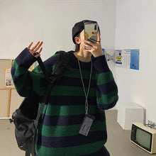 Load image into Gallery viewer, Striped Knitted Sweater Men Women Vintage Tate Langdon Loose Sweaters Harajuku Green Warm Autumn Jumper Pullover Unisex Casual
