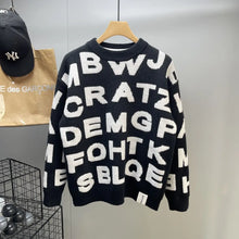 Load image into Gallery viewer, Sweater Men's Clothing Winter Full-print Letter Jacquard Loose Thickened Design Round Neck Top Trendy American Style Sweater
