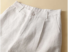 Load image into Gallery viewer, Women's Shorts Cotton Linen High Waisted Short Pants Casual Loose Solid Purple Button Summer Shorts for Women
