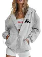 Load image into Gallery viewer, Printed Fleece Zip Hoodie Jacket
