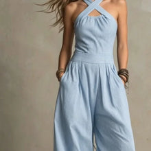 Load image into Gallery viewer, 2026 Summer Jumpsuit Solid Color Hanging Neck Elegant Casual Versatile Simple Fashion Comfortable Daily Style Wide Leg Jumpsuit
