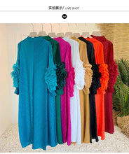 Load image into Gallery viewer, Women Elegant Evening Party Dresses 2025 Summer New Solid Colour Classic Long Sleeve Plate Flower Design Prom Dresses Female
