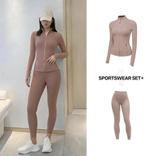 Load image into Gallery viewer, Women's Yoga Set Stand Collar Zip Jacket, Slim Fit Long Sleeve Sports Fitness Yoga Wear
