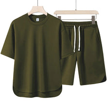 Load image into Gallery viewer, NEW Summer Men Suit Round Neck Short Sleeve T-shirt+shorts Two Piece Set Loose Outdoor sport Casual Suit men T-shirt Tracksuit
