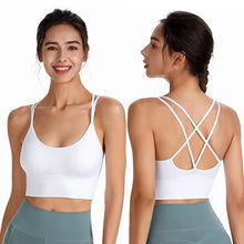 Load image into Gallery viewer, Sports Bra Womens Cross Back Sport Bras Padded Strappy Cross Cropped Bras Yoga Crop Top Workout Fitness Bras Bralette
