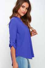 Load image into Gallery viewer, Women Tops Blouses Long Sleeve  V-Neck Chiffon Blouse office work Shirt
