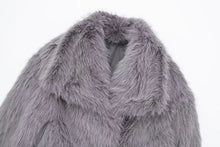 Load image into Gallery viewer, HH 2024 Women 's Vintage Soild Faux Fur Coat Turn-down Collar Long Sleeve Warm Plush Wool Coats Lady Winter Autumn Outwear
