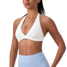 Load image into Gallery viewer, Strappy Bra for Women Open Back Halter Sports Bra Light Support Gym Crop Top Seamless Workout Yoga Top Bra Padded Bras
