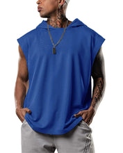 Load image into Gallery viewer, 2026 Men Tank Top  Fitness Training Pullover Leisure Fashion Sleeve Men's Hooded Vest Solid Color Tank Tops For Male
